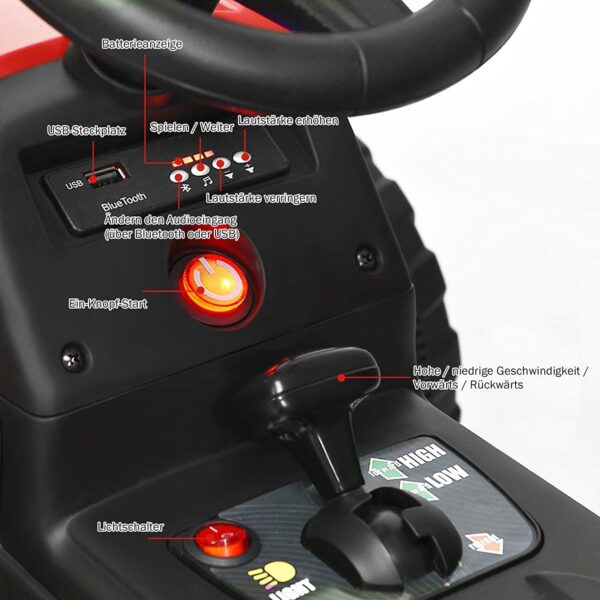 12V 3-Gang Kinder Traktor mit abnehmbarem Anhänger & 2,4G Fernbedienung - Image 10