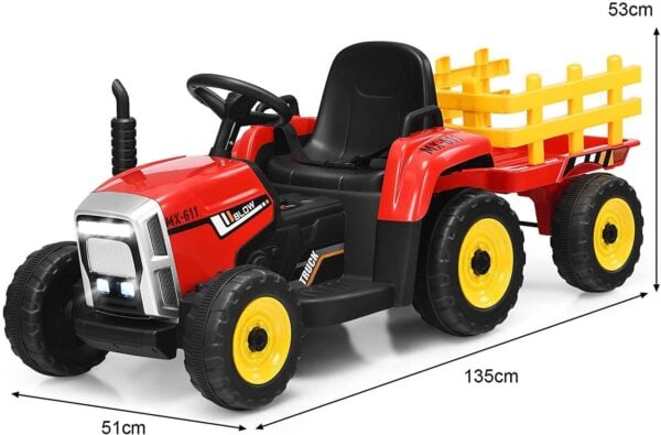 12V 3-Gang Kinder Traktor mit abnehmbarem Anhänger & 2,4G Fernbedienung - Image 12