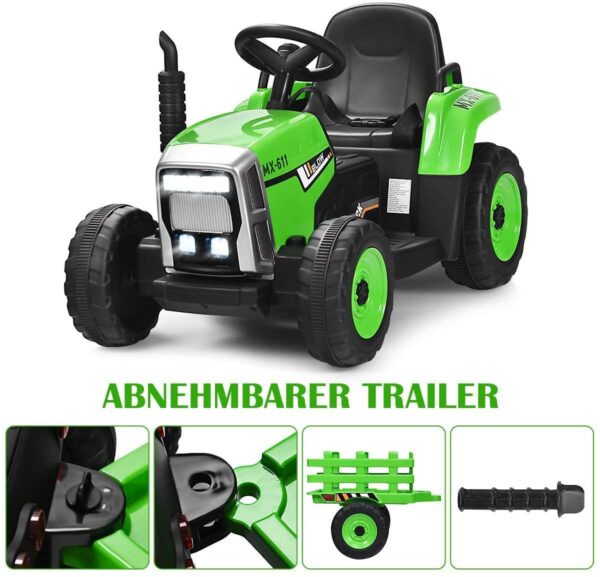 12V 3-Gang Kinder Traktor mit abnehmbarem Anhänger & 2,4G Fernbedienung - Image 15