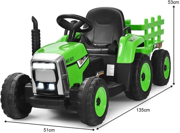 12V 3-Gang Kinder Traktor mit abnehmbarem Anhänger & 2,4G Fernbedienung - Image 18