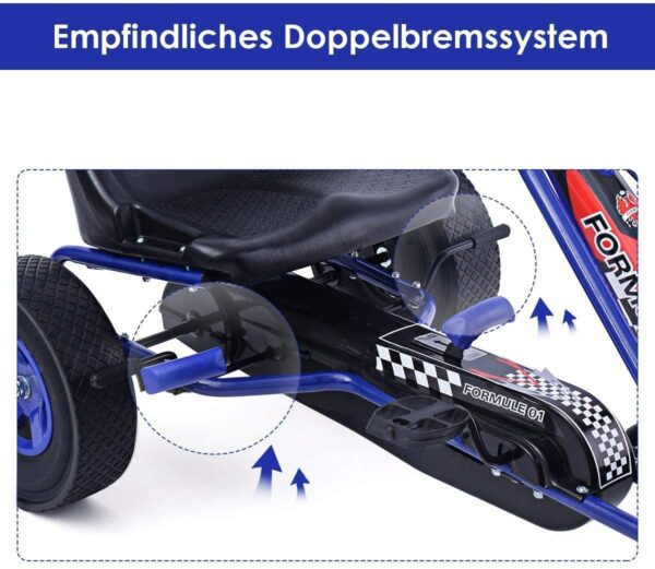 Gokart mit Handbremse und verstellbarem Sitz, Tretauto mit Vor- und Rückwärtsgang - Image 3