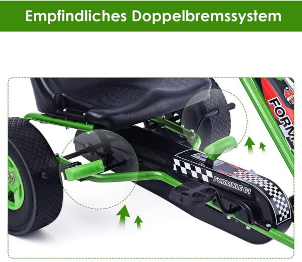 Gokart mit Handbremse und verstellbarem Sitz, Tretauto mit Vor- und Rückwärtsgang - Image 6