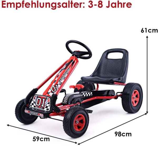 Gokart mit Handbremse und verstellbarem Sitz, Tretauto mit Vor- und Rückwärtsgang - Image 11