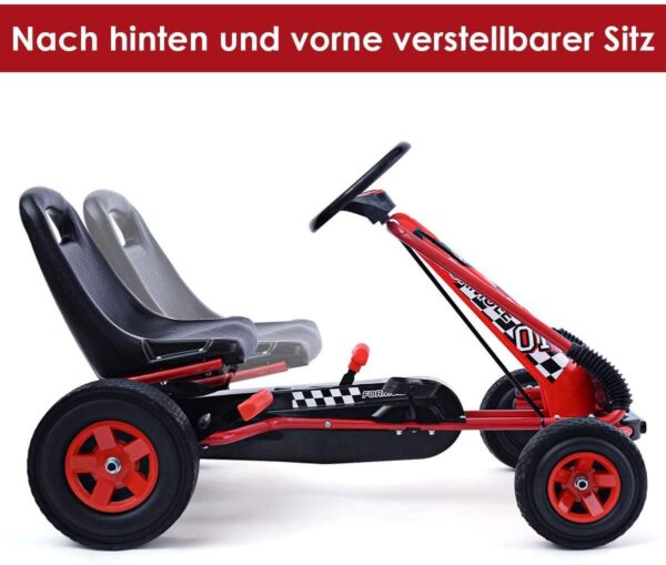 Gokart mit Handbremse und verstellbarem Sitz, Tretauto mit Vor- und Rückwärtsgang - Image 12