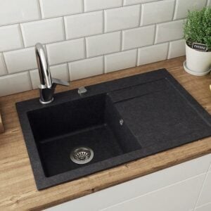 Schwarze Granitspüle MIL 80L 79,5x50,5cm Einbauspüle für die Küche
