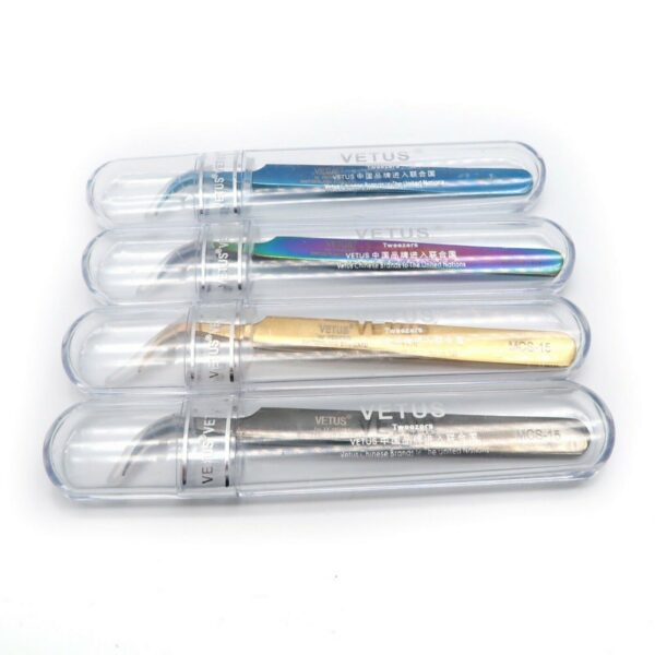 Vetus Wimpern Pinzette Set für Volumentechnik - 5 Farben & Etui - Image 2