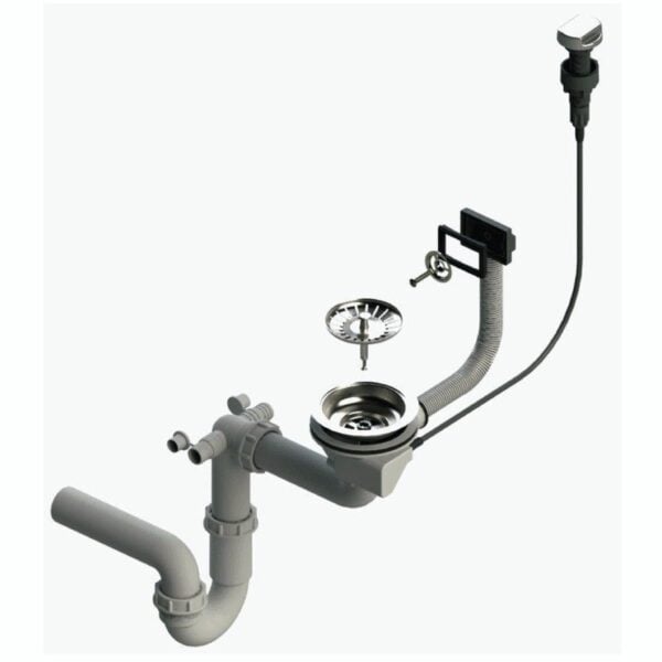 Granitspüle 76x44 cm Set mit Auto-Siphon in Schwarz – Einbauspüle - Image 3