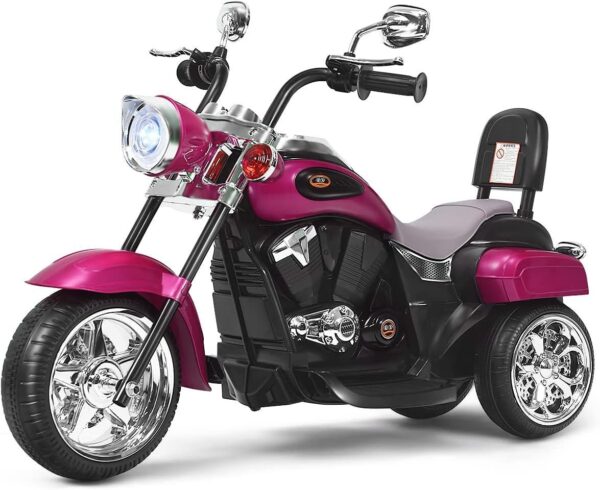 6V Elektro Kinder Motorrad mit verstellbarem Scheinwerfer und Dreirad