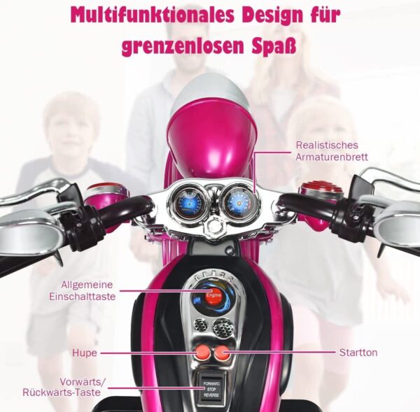 6V Elektro Kinder Motorrad mit verstellbarem Scheinwerfer und Dreirad - Image 1