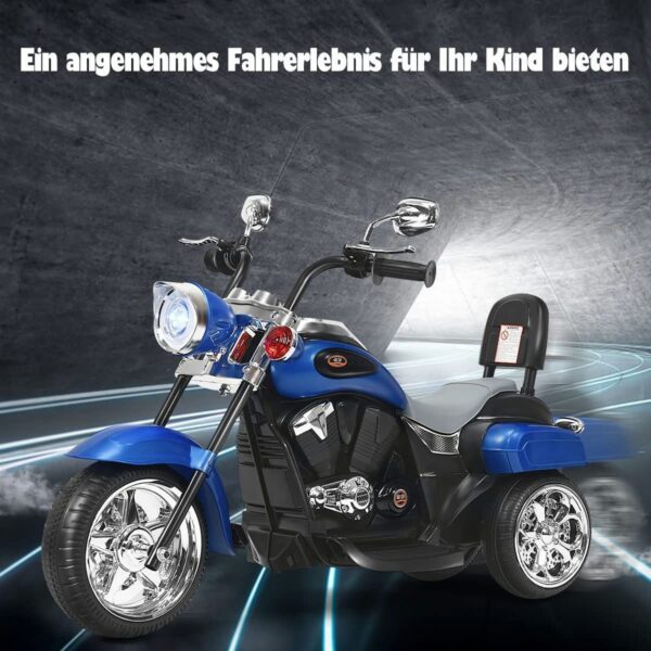 6V Elektro Kinder Motorrad mit verstellbarem Scheinwerfer und Dreirad - Image 5