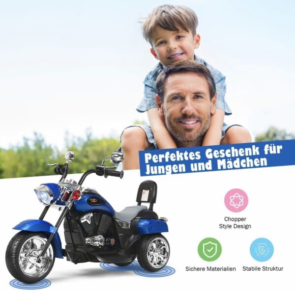 6V Elektro Kinder Motorrad mit verstellbarem Scheinwerfer und Dreirad - Image 7