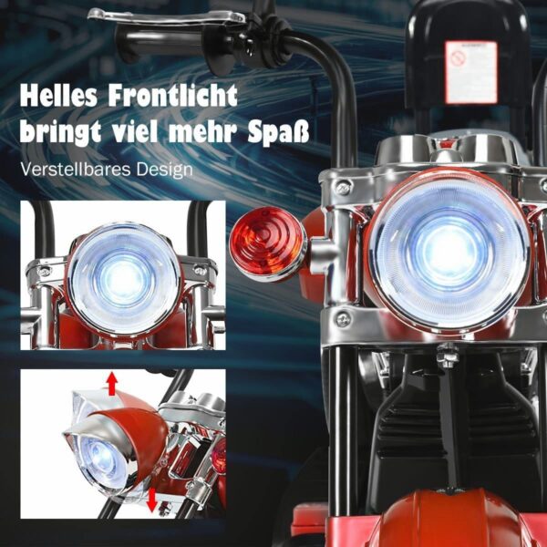 6V Elektro Kinder Motorrad mit verstellbarem Scheinwerfer und Dreirad - Image 9