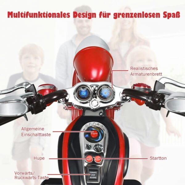6V Elektro Kinder Motorrad mit verstellbarem Scheinwerfer und Dreirad - Image 10