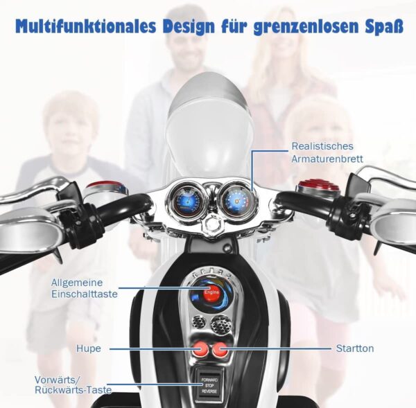 6V Elektro Kinder Motorrad mit verstellbarem Scheinwerfer und Dreirad - Image 13