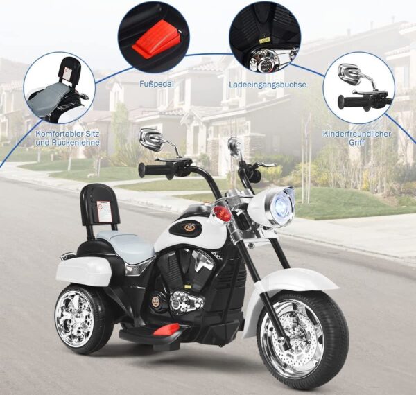 6V Elektro Kinder Motorrad mit verstellbarem Scheinwerfer und Dreirad - Image 15