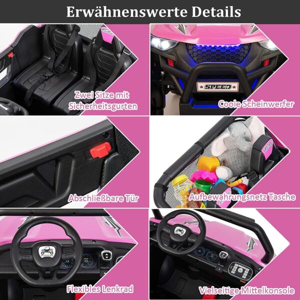 2-Sitzer Kinderauto mit Fernbedienung, 12V UTV, Musik & Scheinwerfer - Image 4