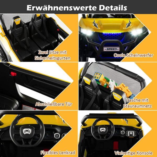 2-Sitzer Kinderauto mit Fernbedienung, 12V UTV, Musik & Scheinwerfer - Image 8