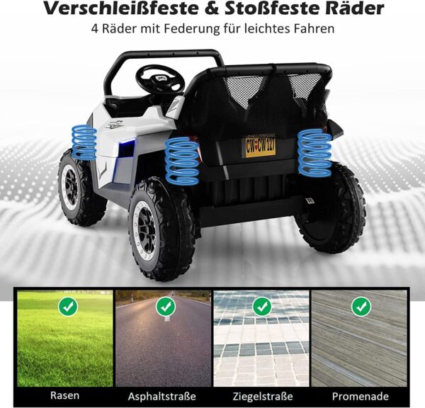 2-Sitzer Kinderauto mit Fernbedienung, 12V UTV, Musik & Scheinwerfer - Image 10