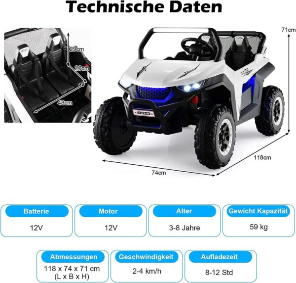 2-Sitzer Kinderauto mit Fernbedienung, 12V UTV, Musik & Scheinwerfer - Image 11