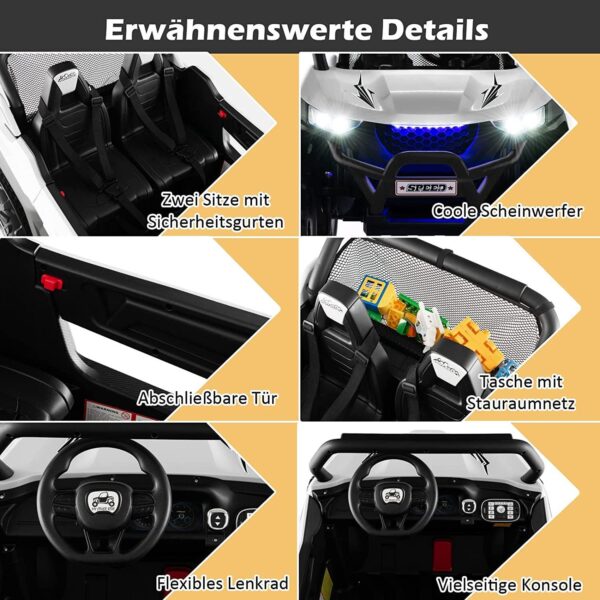 2-Sitzer Kinderauto mit Fernbedienung, 12V UTV, Musik & Scheinwerfer - Image 12