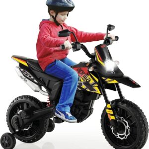 12V Kinder Elektro Motorrad mit Stützrädern und Musik, 5,5-6 km/h