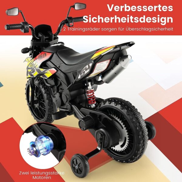 12V Kinder Elektro Motorrad mit Stützrädern und Musik, 5,5-6 km/h - Image 3
