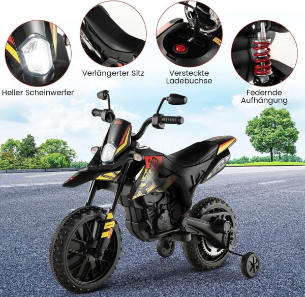 12V Kinder Elektro Motorrad mit Stützrädern und Musik, 5,5-6 km/h - Image 5