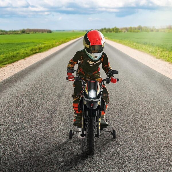 12V Kinder Elektro Motorrad mit Stützrädern und Musik, 5,5-6 km/h - Image 8