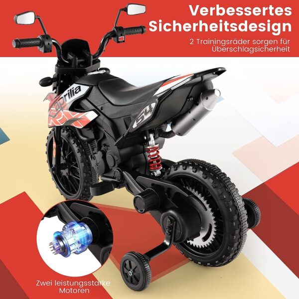 12V Kinder Elektro Motorrad mit Stützrädern und Musik, 5,5-6 km/h - Image 12
