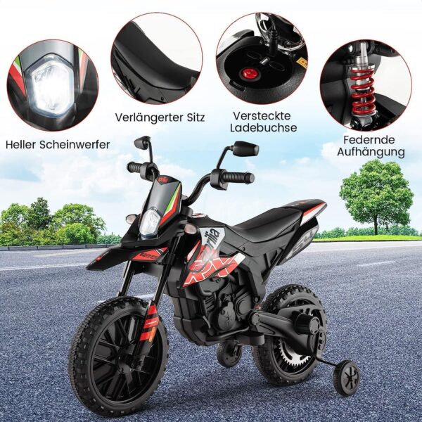 12V Kinder Elektro Motorrad mit Stützrädern und Musik, 5,5-6 km/h - Image 14