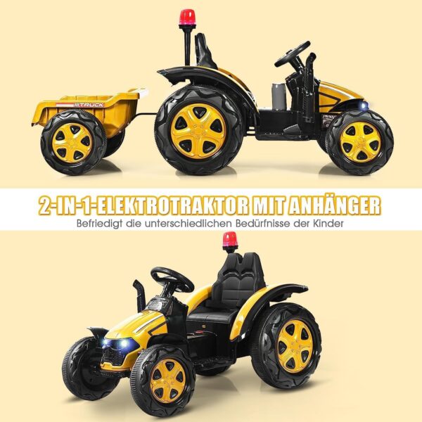 12V Kinder Traktor mit 2,4G Fernbedienung und abnehmbarem Anhänger - Image 16