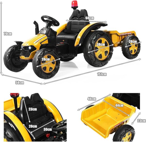 12V Kinder Traktor mit 2,4G Fernbedienung und abnehmbarem Anhänger - Image 19