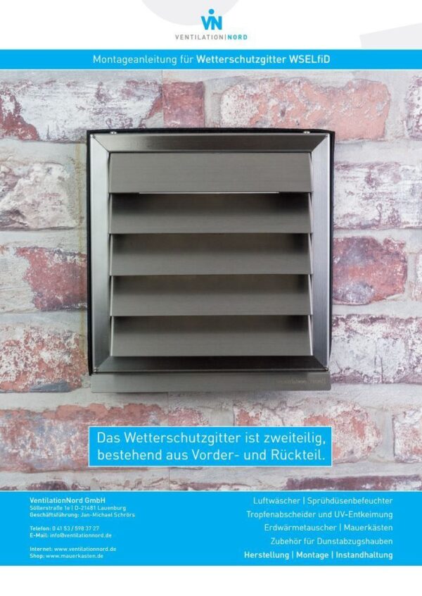 Energiespar Mauerkasten Ø150 mit 2 Rückstauklappen - Braun, anschraubbar - Image 4