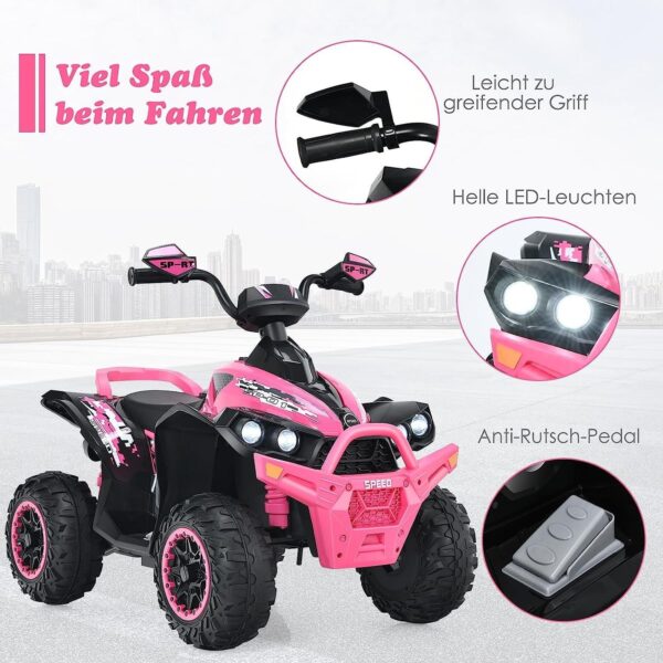 12V Elektro Kinderquad mit Musik, LED Scheinwerfer & Hupe für Kids - Image 2
