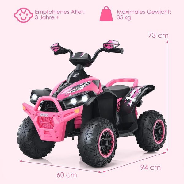 12V Elektro Kinderquad mit Musik, LED Scheinwerfer & Hupe für Kids - Image 3
