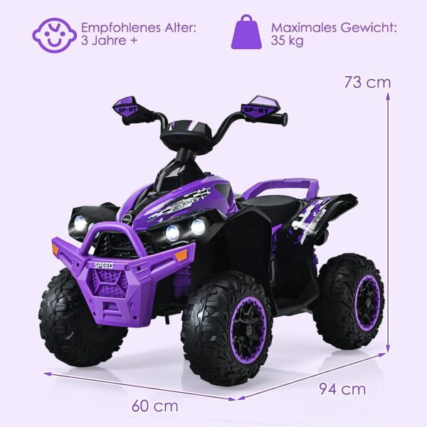 12V Elektro Kinderquad mit Musik, LED Scheinwerfer & Hupe für Kids - Image 7