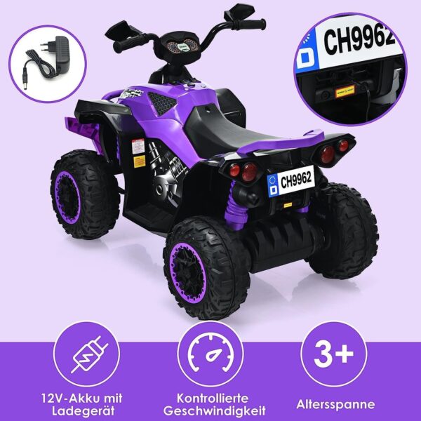 12V Elektro Kinderquad mit Musik, LED Scheinwerfer & Hupe für Kids - Image 8