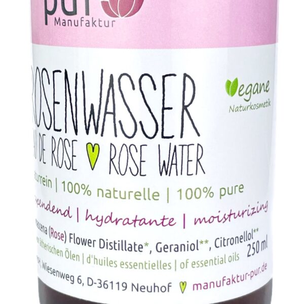 Bio Rosenwasser 250 ml - 100% naturrein, pure organic Rose Water PET - Image 1
