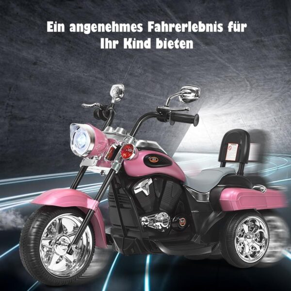 6V Elektro Kinder Motorrad mit verstellbarem Scheinwerfer und Dreirad - Image 17