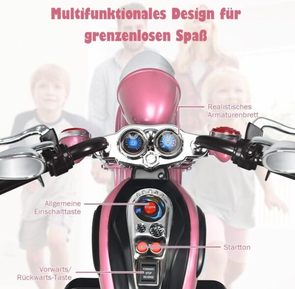 6V Elektro Kinder Motorrad mit verstellbarem Scheinwerfer und Dreirad - Image 19