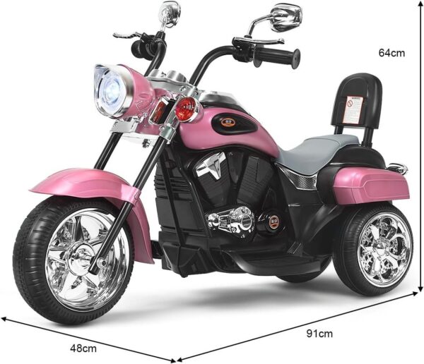 6V Elektro Kinder Motorrad mit verstellbarem Scheinwerfer und Dreirad - Image 20