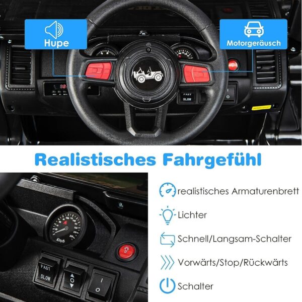 12V Kinder Elektroauto 2 Sitzer mit Fernbedienung, MP3 & Musik - Image 3