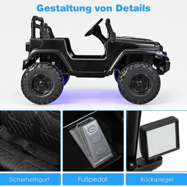 12V Kinder Elektroauto 2 Sitzer mit Fernbedienung, MP3 & Musik - Image 4
