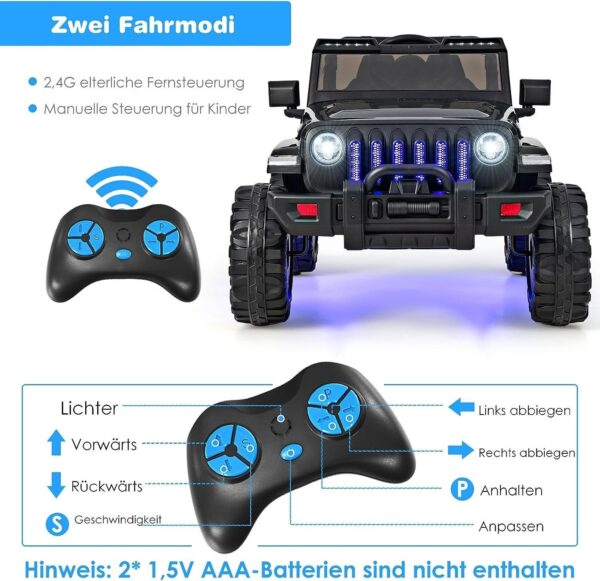 12V Kinder Elektroauto 2 Sitzer mit Fernbedienung, MP3 & Musik - Image 6