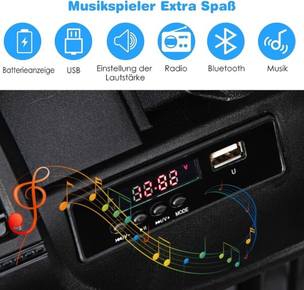 12V Kinder Elektroauto 2 Sitzer mit Fernbedienung, MP3 & Musik - Image 7