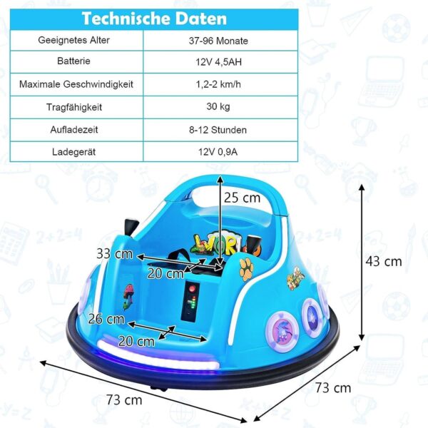 12V Kinder Autoscooter - Elektro Bumper Car mit Musik & Lichtern - Image 5