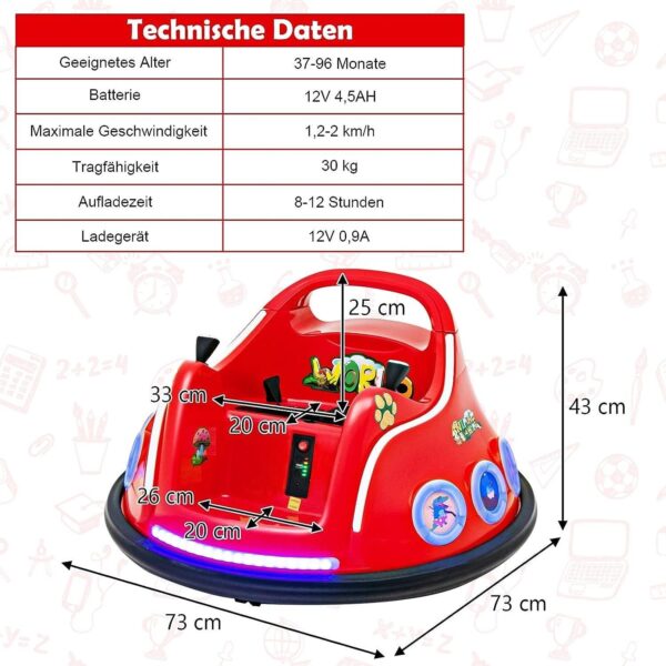 12V Kinder Autoscooter - Elektro Bumper Car mit Musik & Lichtern - Image 11