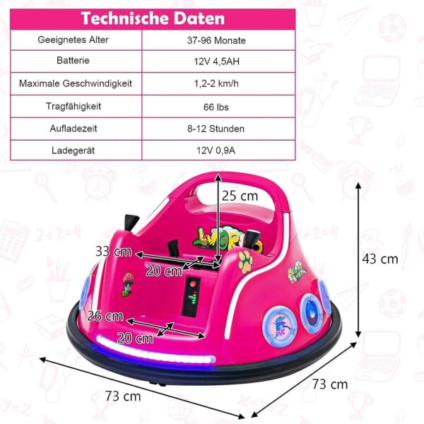 12V Kinder Autoscooter - Elektro Bumper Car mit Musik & Lichtern - Image 16