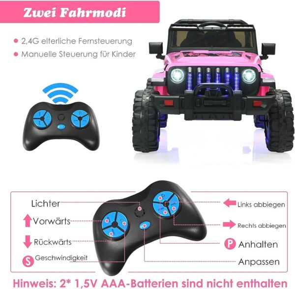 12V Kinder Elektroauto 2 Sitzer mit Fernbedienung, MP3 & Musik - Image 10