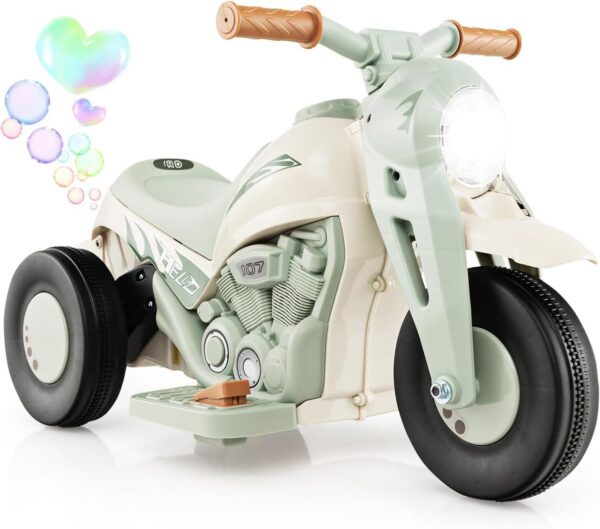Kinder Elektro Motorrad 6V mit Seifenblasenmaschine, Musik & LED Lichtern